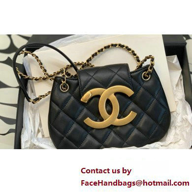 Chanel Lambskin & Gold-Tone Metal Small Messenger Bag AS4609 Black 2024